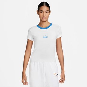 반팔티 OQC HF8820-100  NSW 칠 니트 여성 슬림 크롭 티셔츠