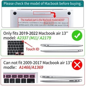 Teryeefi MacBook Air 13 2021 2020 2019 M1A2179) TOUCH ID 인치 케이스 대응(모델:A2337 탑재,