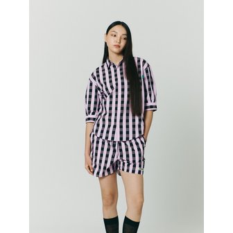 프랭클리슬리핑 FRANKLY Check Pattern Short Pajama Set, Pink