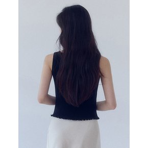 Frill Knit Sleeveless(Black)