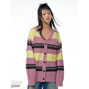 Colorblock knit cardigan (Pink)