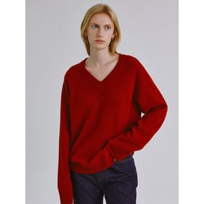 3차_Cashmere reglan v neck knit_RED