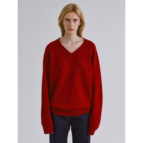 3차_Cashmere reglan v neck knit_RED