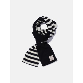 Striped knit muffler / Black ivory