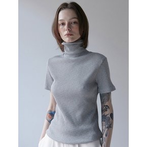 OU812 ribbed half neck pola T (gray)