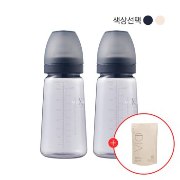 마더케이 [젖병세정제 리필 증정] 베이직 PPSU 젖병 트윈팩 280ml(노꼭지)_색상선택