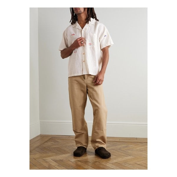 애니버서리 컨버터블 칼라 자수 리넨 코튼 혼방 셔츠 뉴트럴 46376663162835087