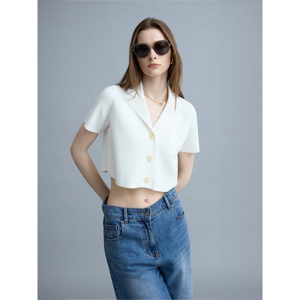 Half-Sleeve Kara Knit Cardigan - Ivory