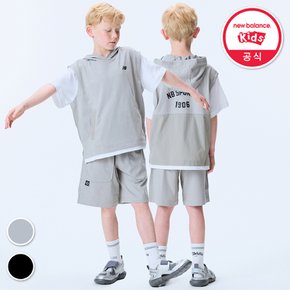 KIDS RIDER_반팔 레이어드 아동 후드 베스트 2p셋업 NK9YF2601U