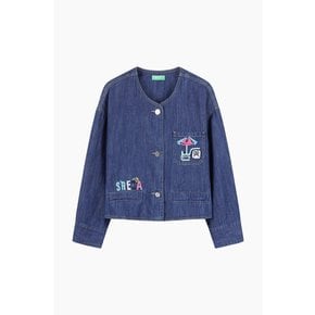 라운드넥 자수 데님점퍼(BAJP53531)