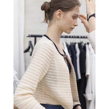 드팜므 ETHNIC KNIT CROP CARDIGAN