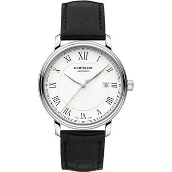  몽블랑 시계 Montblanc Mens 112609 Automatic Steel Quandrante White 레더 스트랩 1675110