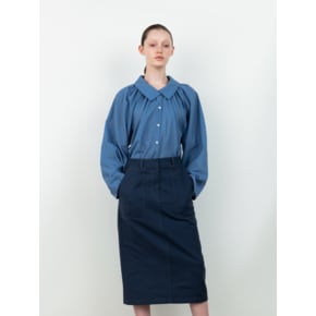 H-line Stitch Skirt_Blue