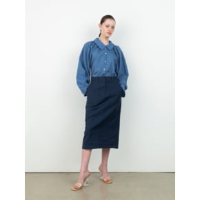 H-line Stitch Skirt_Blue