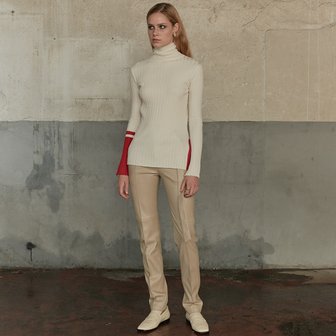 뮤제 PIET Contrast-Cuffs Turtle Neck Knit_Cream Ivory