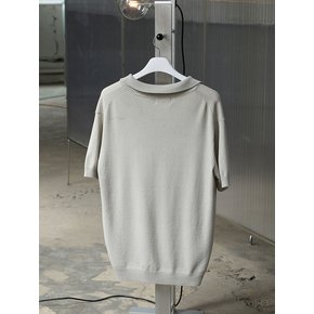 Simple Collar Half Knit_Grey