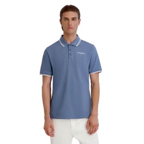 칼라거펠트 맨즈 로고 Short-Sleeve Spread Collar 폴로 셔츠 - 블루 26601911 1337770