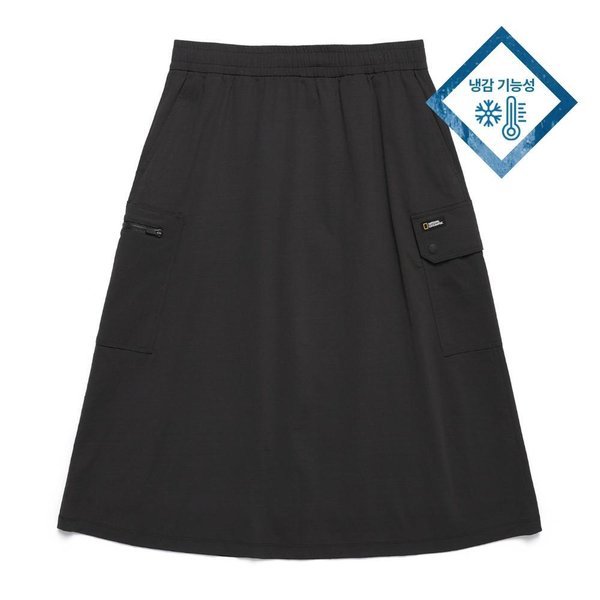 [여주점] N242WSK070 여성 쿨링 카고 롱 스커트 CHARCOAL