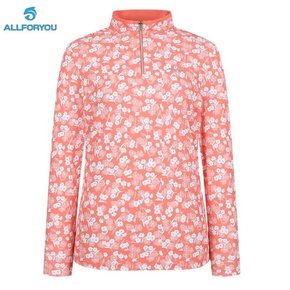 [[여성] ] Flower print half zip-up t-shirt