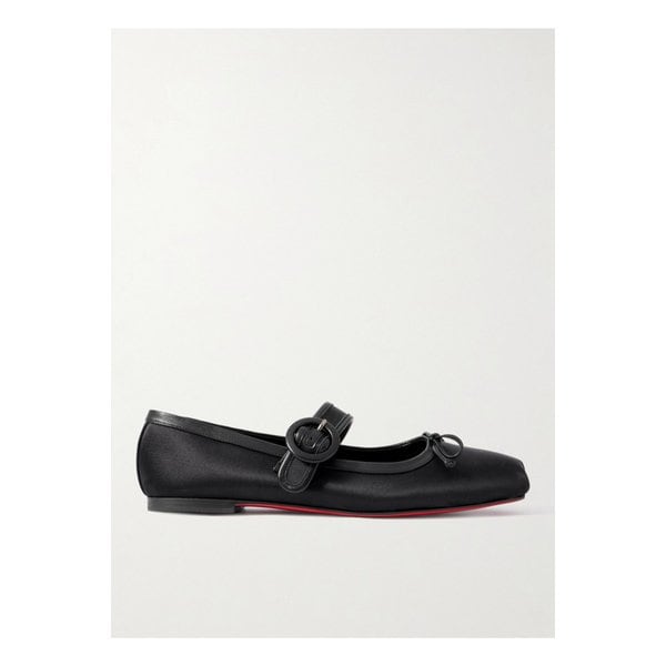 마마스트라피티나 가죽 트리밍 새틴 크레이프 발레리나 플랫 1647597349510577