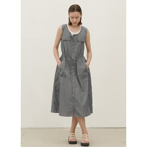 (OP-6163)NYLON ZIP-UP FLARE DRESS