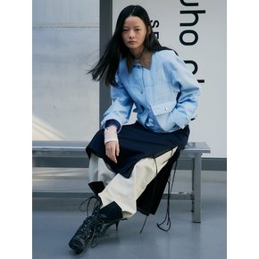 Collar Detail Short Padded Jacket  Sky Blue (KE5138M02Q)