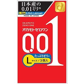 오카모토 제로 원 0.01mm L 사이즈 충분한 젤리, 3팩 x 6