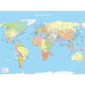 세계지도 한글 포스터 스카이블루 - 대형 코팅 어린이 여행 세계 지도 보기 전도