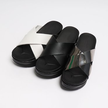 원더슈즈 [국내생산]원더슈즈 심플 크로스 컴포트 쿠션 키높이 샌들&슬리퍼 5.5CM K-YA-DELMA