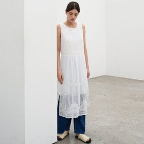 LACE SLEEVELESS DRESS_WHITE