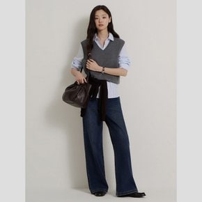 26F/W BF685UC024 이중지 브이넥 니트 베스트 - 애쉬 GN
