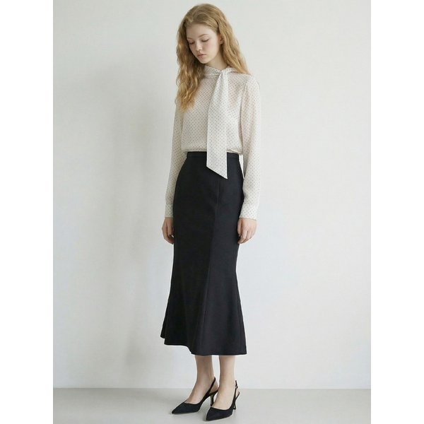 핀 도트 타이 블라우스_WHITE