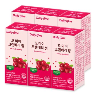 데일리원 오 마이 크랜베리 정 요로건강 여성 영양제 500mg X 90정 6통