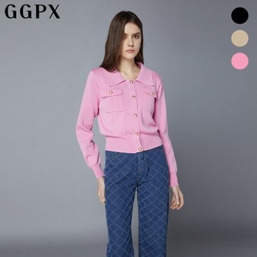 GGPX 클래식 카라넥 골드 버튼 니트 가디건 (GOHKGA24F)