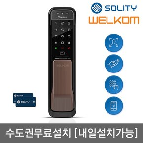 수도권설치  얼굴안면인식 WP-500A 무타공 푸시풀 카드키2+번호키 블루투스옵션 현관도어락