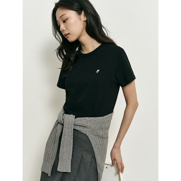 [B. my] 하트 로고 베이직 반소매 티셔츠  블랙 (BF5842N225)