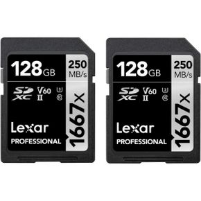 일본 렉사 sd카드 Lexar Professional 1667x SD카드 128GB 2팩 SDXC UHSII 메모리 카드 최대 250