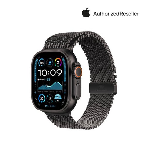워치 울트라 2 셀룰러 49mm 블랙 티타늄 케이스, 밀레니즈 루프 (M) MX5U3KH/A