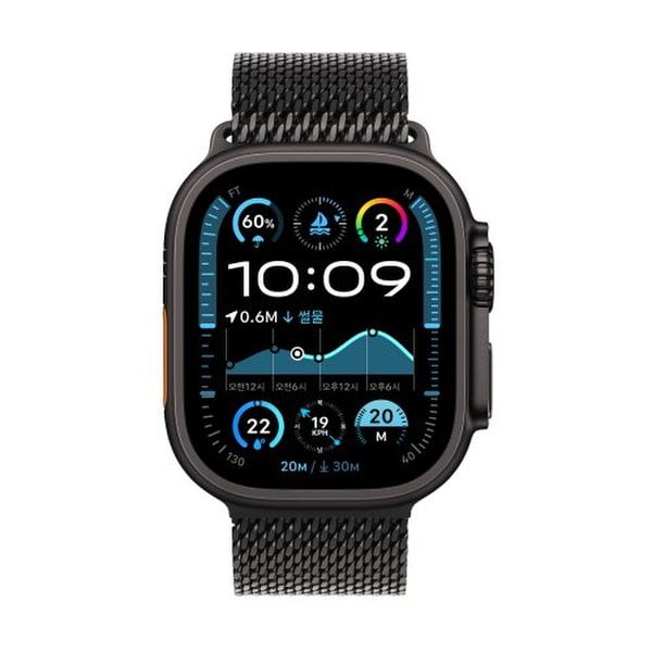 워치 울트라 2 셀룰러 49mm 블랙 티타늄 케이스, 밀레니즈 루프 (M) MX5U3KH/A