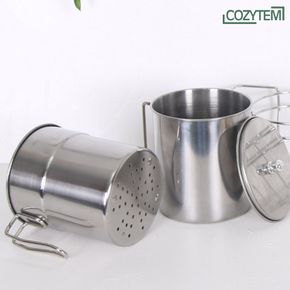 음식물쓰레기통(멀티형) 보관통+물빠짐통 세트 음쓰통 스테인레스 1.3L