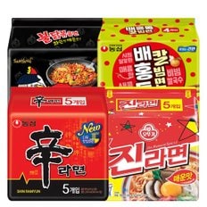 농심 농 심 신라면5봉+진라면매운맛5봉+불닭볶음면5봉+배홍동칼빔면4봉