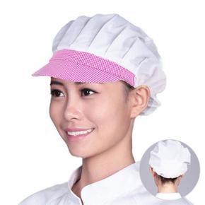 핑크체크 전체천 주방 위생모자
