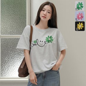 엔트릴 스마일 자수 반팔 티셔츠