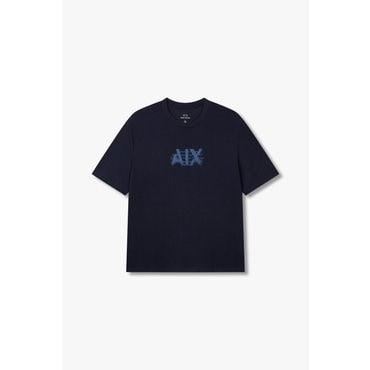 ARMANI EXCHANGE AX남성 로고 레터링 프린트 티셔츠A414330012네이비