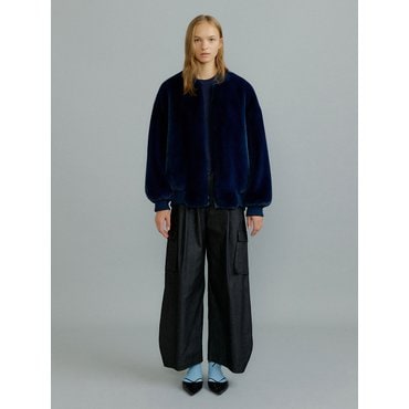 몰리올리 PIO overfit zip-up fur jumper [navy]