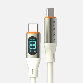 덱스탑 100W 초고속 충전 C to C 실리콘 케이블 1.2m 디스플레이 액정 PPS PD충전