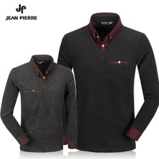 [JEAN PIERRE]_쟌피엘 브이넥 플리스 스판 이중 레이어드 긴팔티셔츠 Model No_J2-0E098