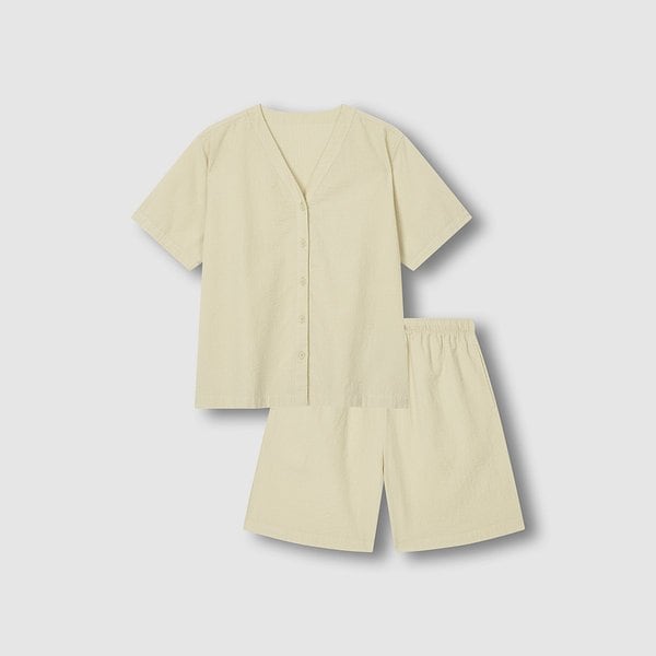 여 시어서커 브이넥 5부 파자마 세트 J216201076011