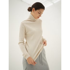 Ribbed Turtle-neck Wool Knit_L.Beige