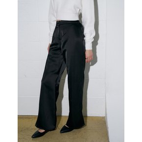 Satin Banding Pants Black